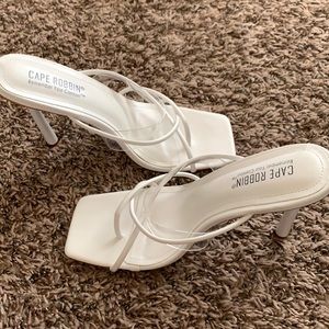 White strap heels